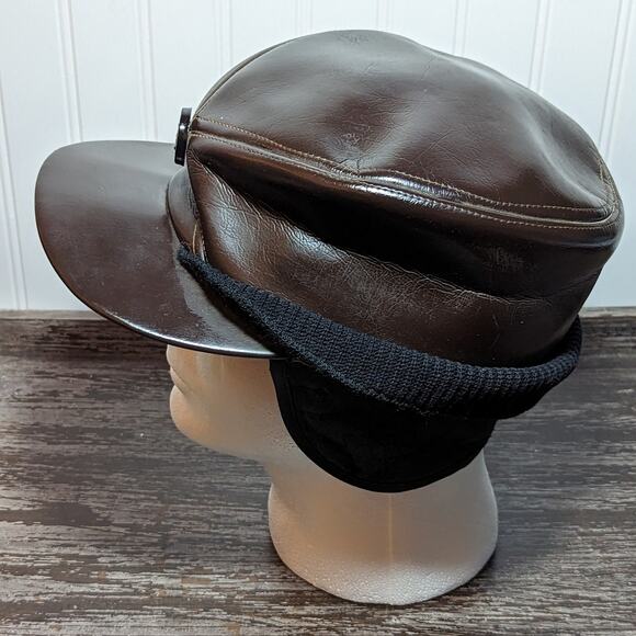 Vintage Men's United Hatters Cap Millinery Workers Hat Leather Knit Size 71/4 - Picture 5 of 7